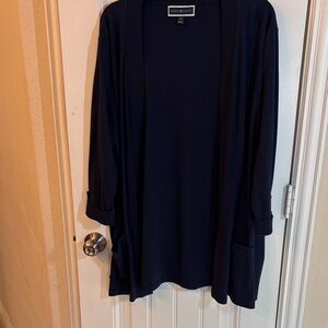 Karen Scott Charcoal Open Front Cardigan